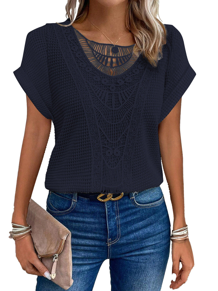 Zarelle Lace Detail Short Sleeve Top