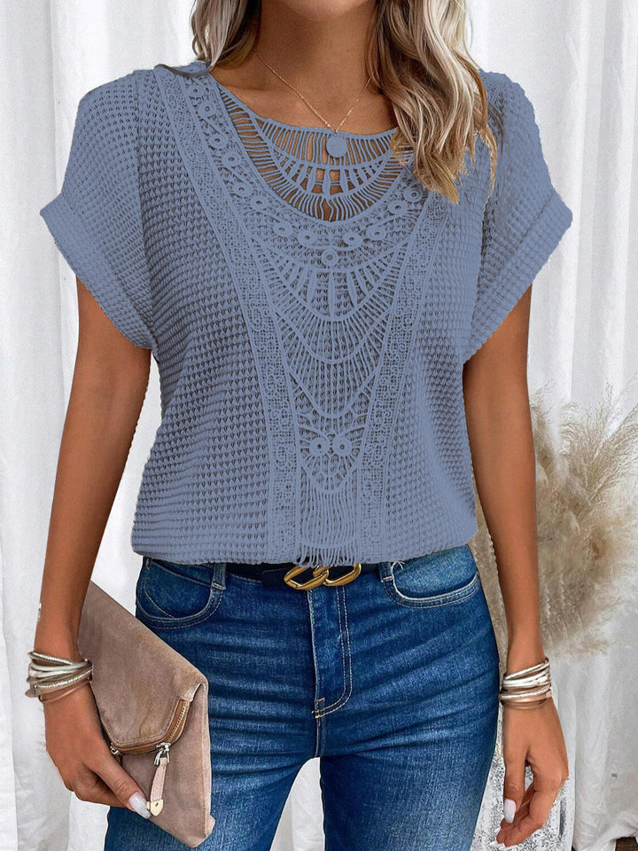 Zarelle Lace Detail Short Sleeve Top