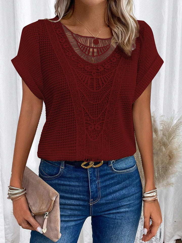 Zarelle Lace Detail Short Sleeve Top