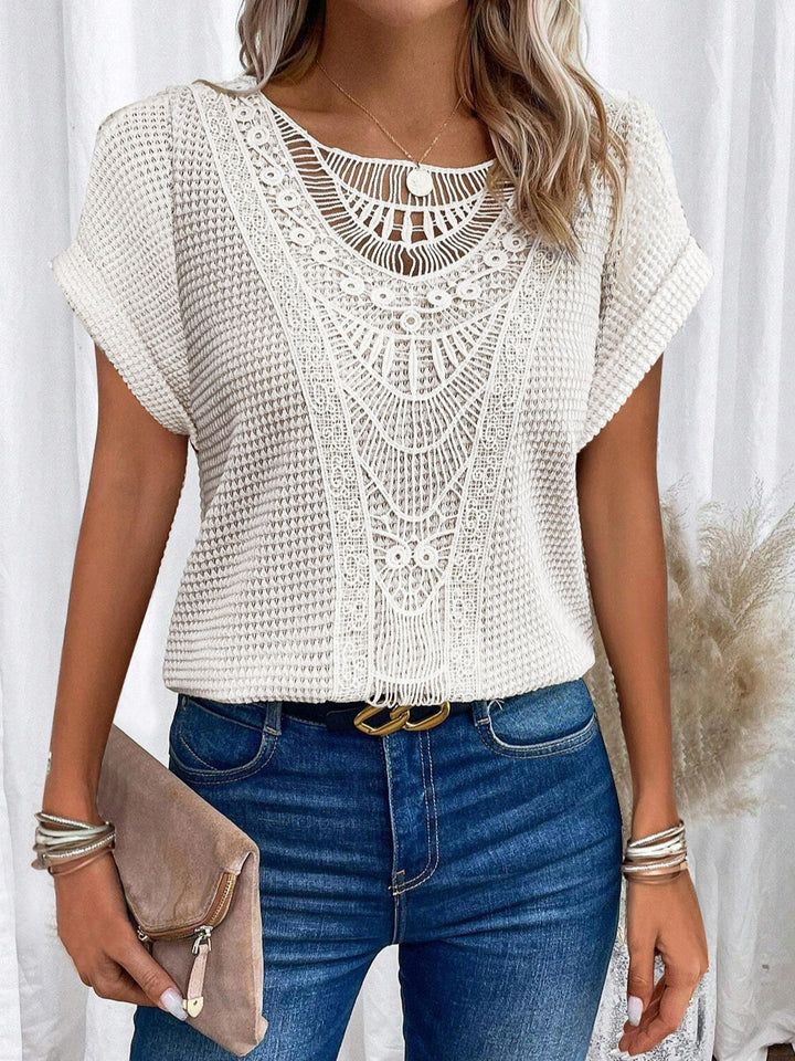 Zarelle Lace Detail Short Sleeve Top