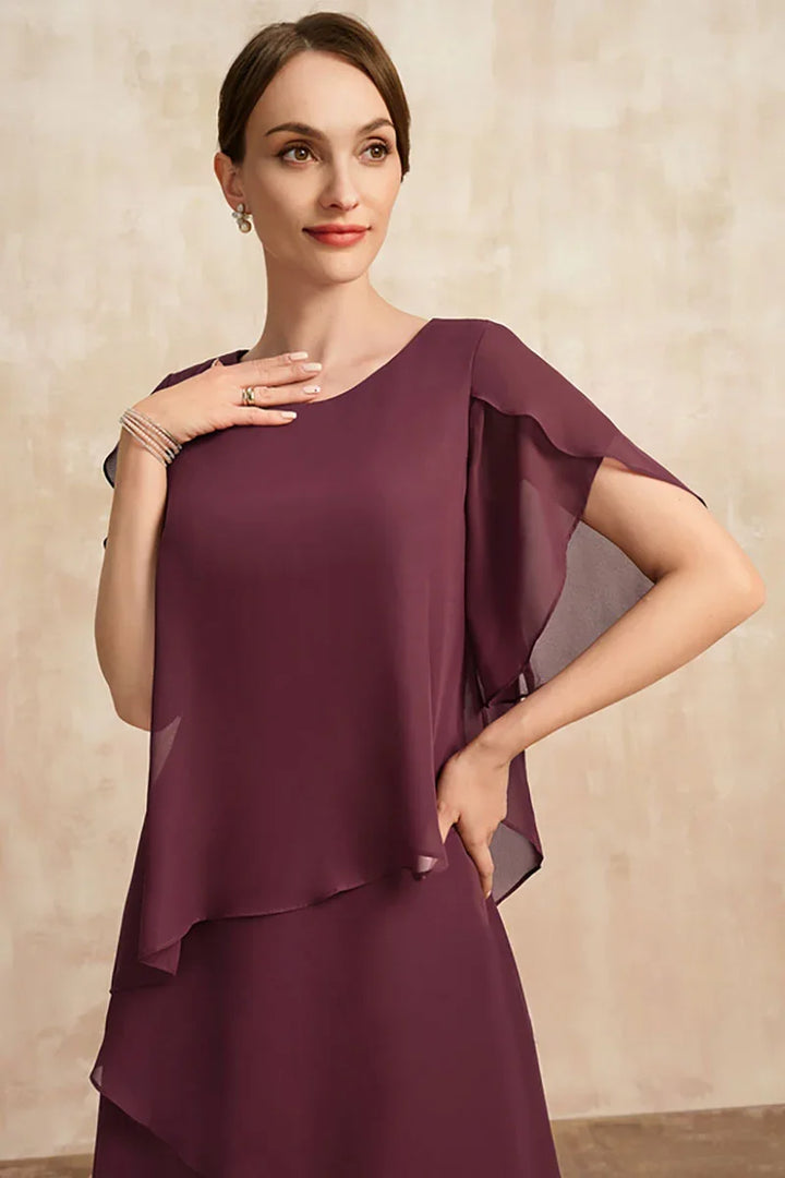 Belle Flowy Short Sleeve Layered Long Dress