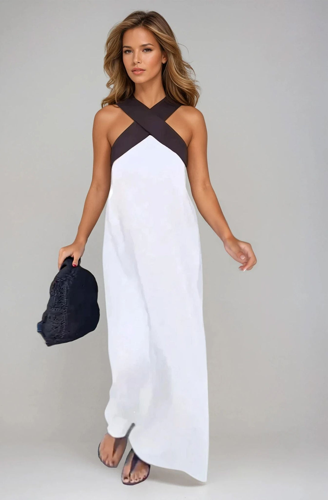 Nicole Stylish Dress with Crossover Neckline