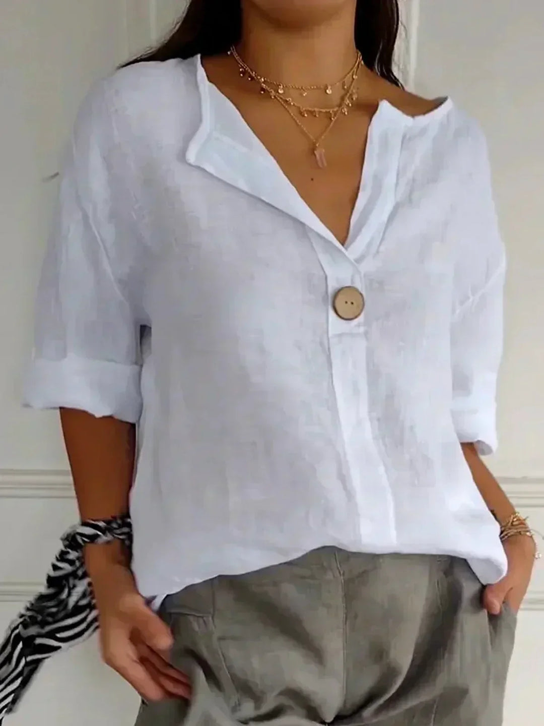 SABRINA RELAXED V-NECK BLOUSE