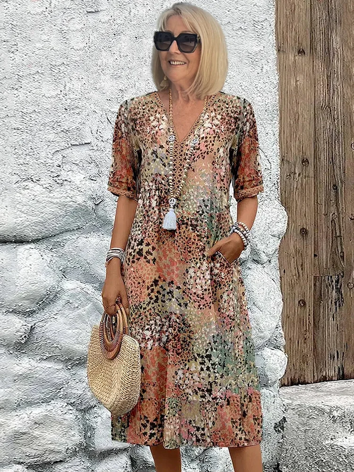 Dania Vibrant Midi Dress with Pockets