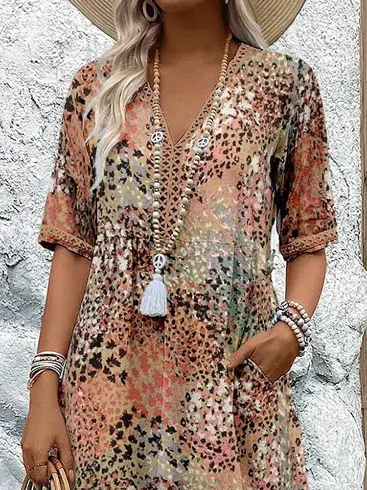 Dania Vibrant Midi Dress with Pockets