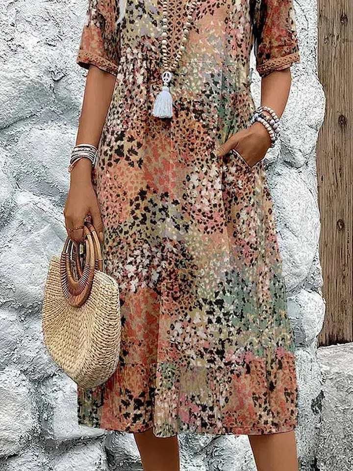Dania Vibrant Midi Dress with Pockets