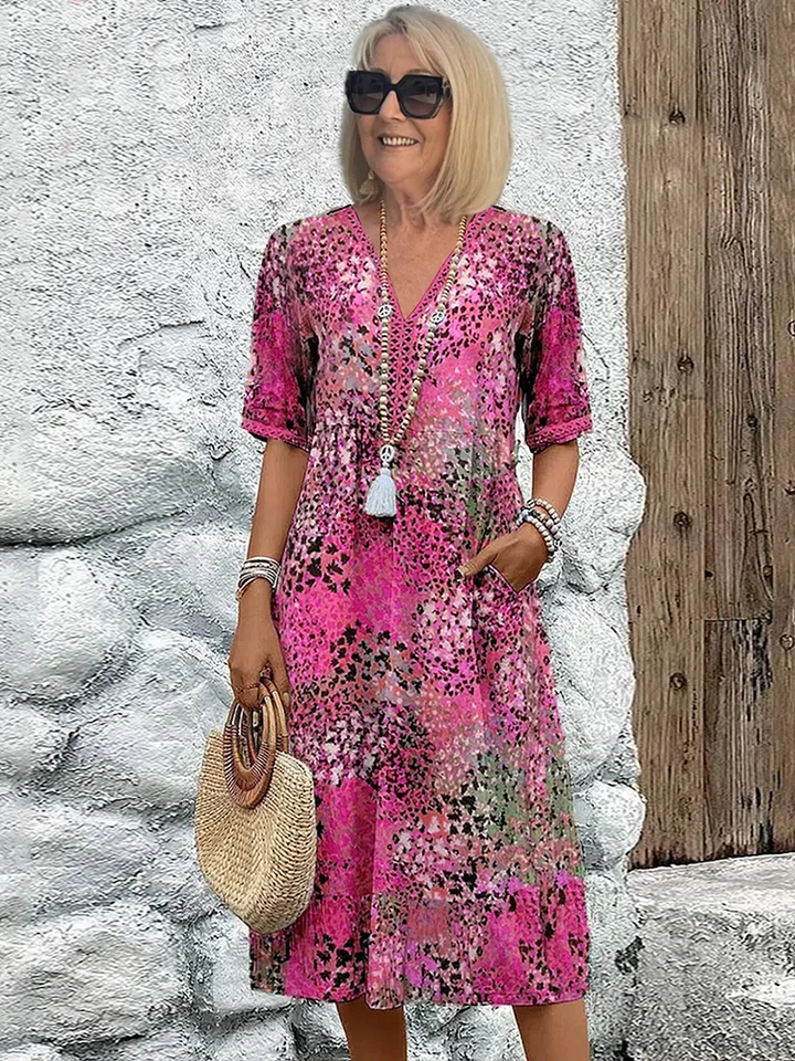 Dania Vibrant Midi Dress with Pockets