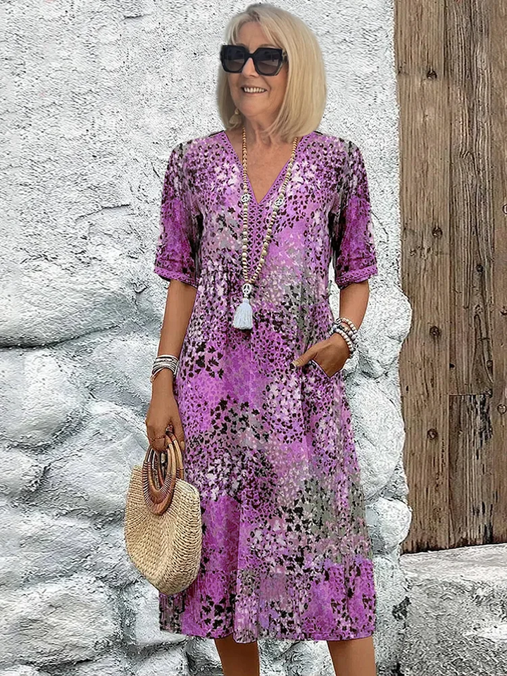 Dania Vibrant Midi Dress with Pockets