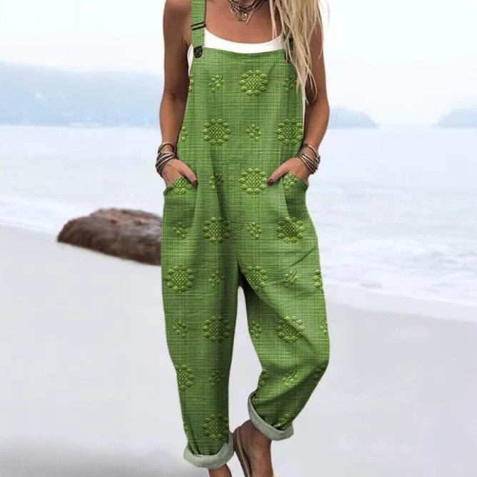 Indira Women's Vintage Floral Pattern Art Jumpsuit